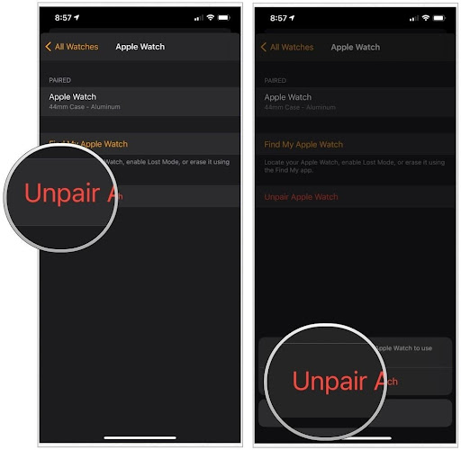 How to unlink an Apple watch from iPhone