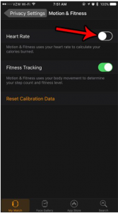 step 5 - Tap on Heart rate or Fitness tracking Option